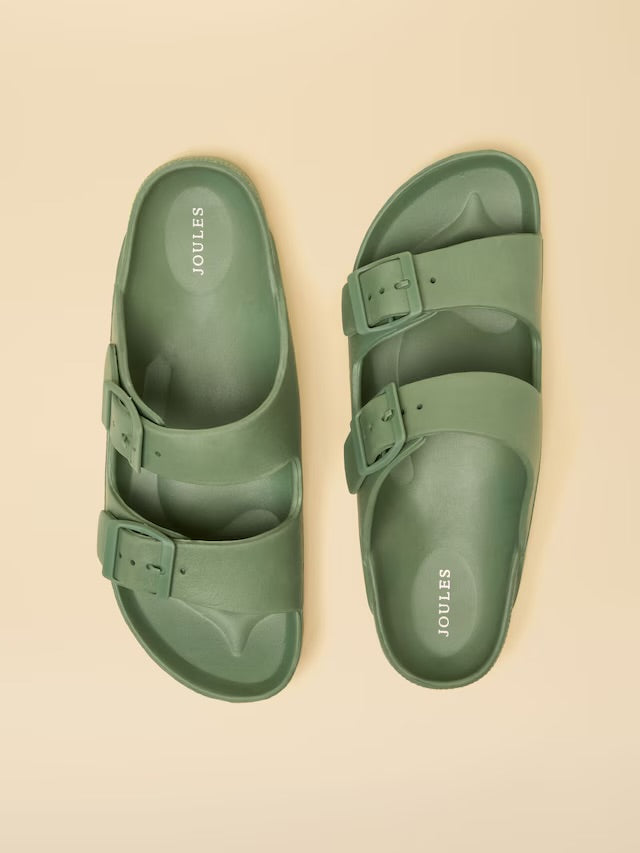 Joules Sunseeker Sage Green EVA Double Buckle Sliders