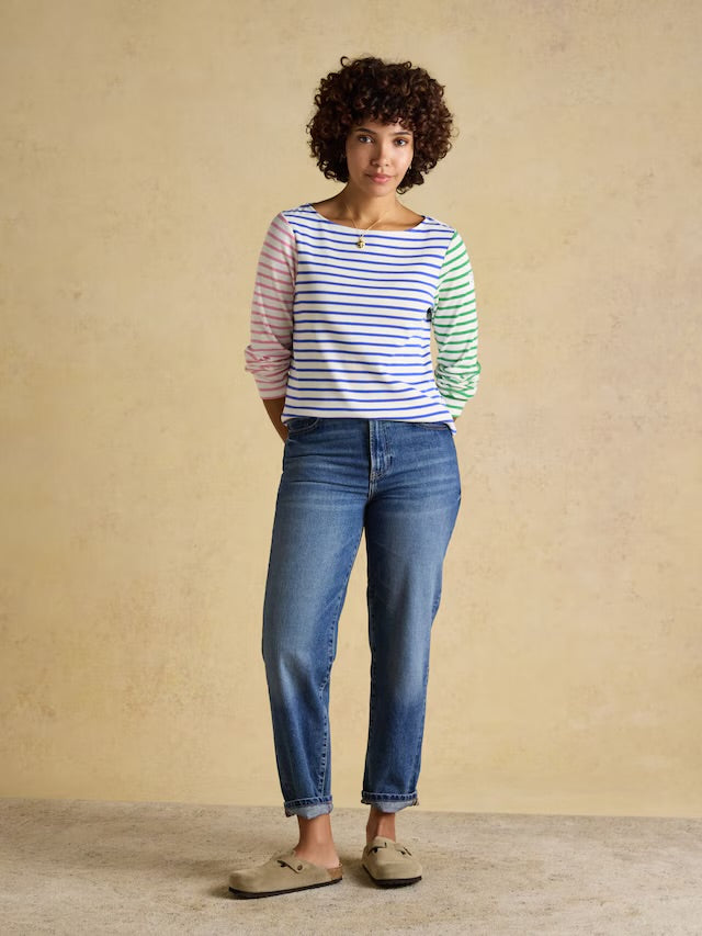 Joules Harbour Multicolour Boat Neck Long Sleeve Breton Stripe Top