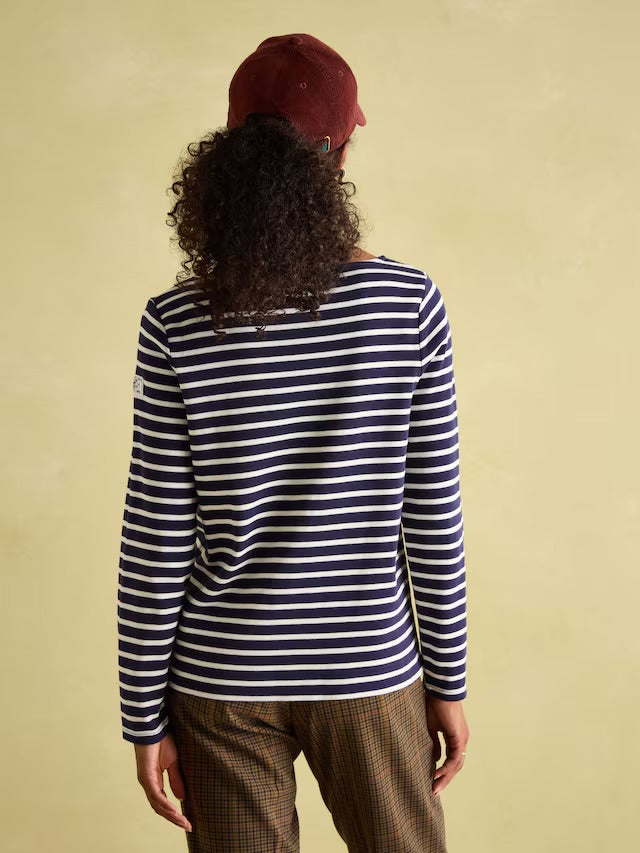 Harbour Navy & White Striped Boat Neck Breton Top