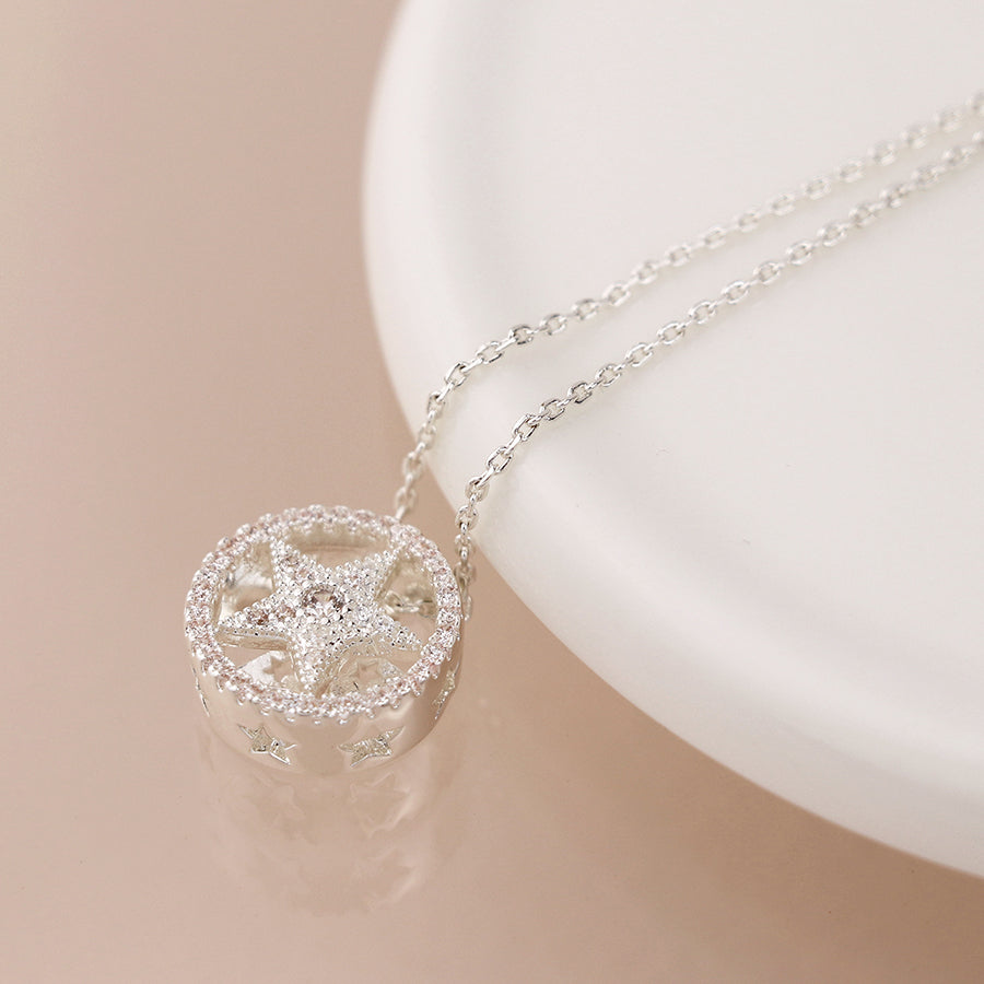 Silver Plated Star & Hoop Necklace