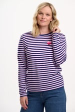 Sugarhill Brunswick Jersey Top with Ombré Heart Navy/Lilac