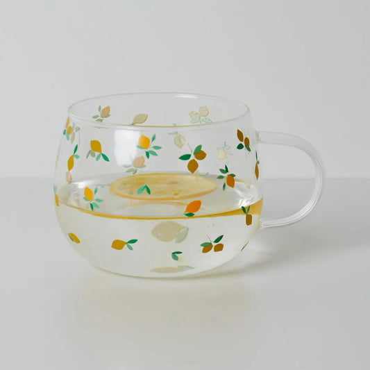 Belly Button Ditsy Lemon Borosilicate Glass Mug