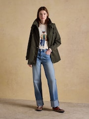Joules Rainmore Khaki Button Through Waterproof Coat