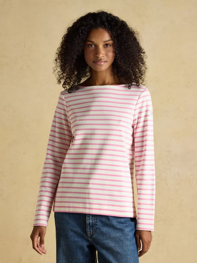 Harbour Cream/Pink Boat Neck Breton Top
