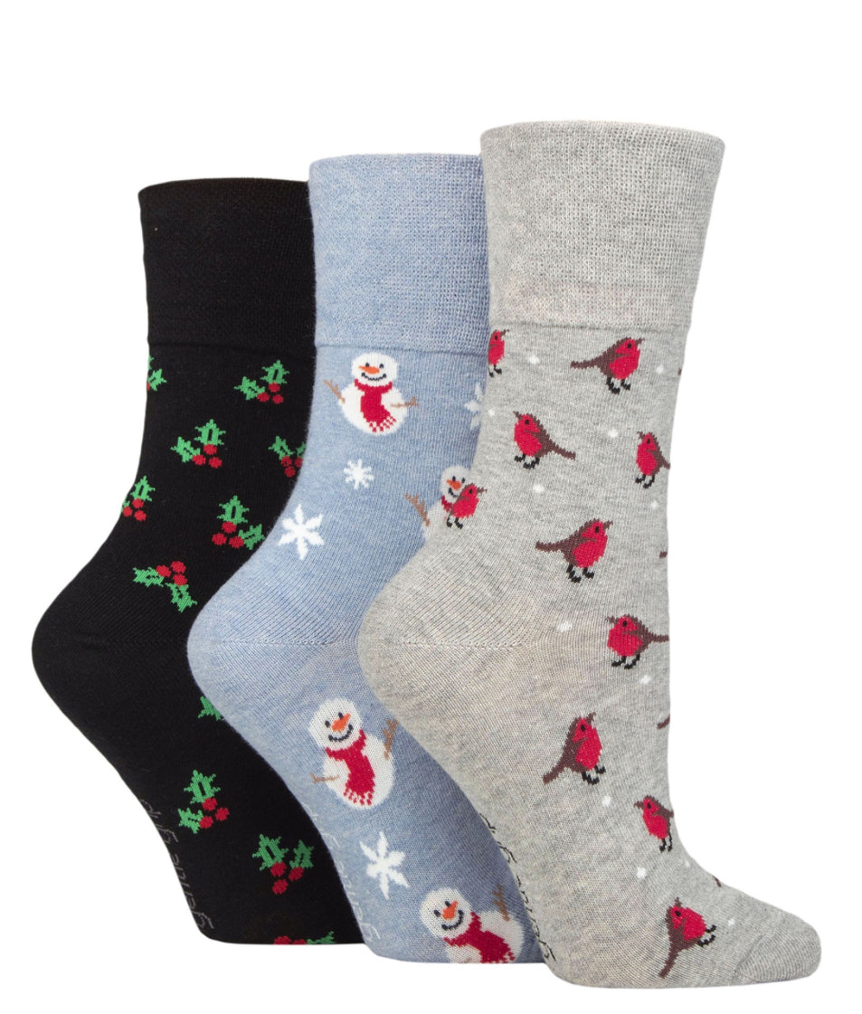 Sockshop Gentle Grip Women’s Cotton Christmas Socks 3 Pair