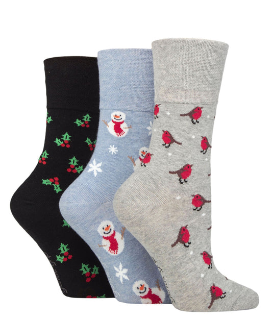 Sockshop Gentle Grip Women’s Cotton Christmas Socks 3 Pair