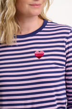 Sugarhill Brunswick Jersey Top with Ombré Heart Navy/Lilac