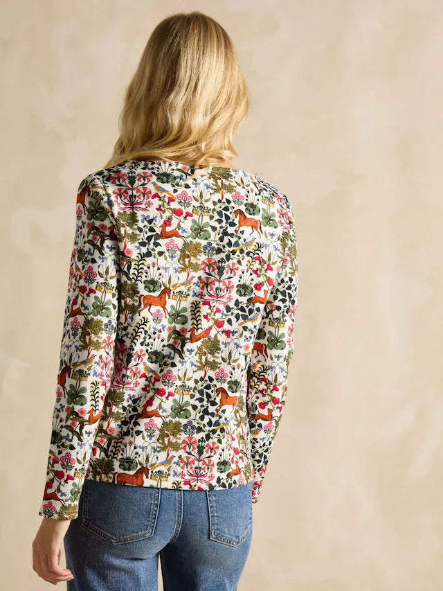 Joules Harbour Green Forest Print Boat Neck Printed Top