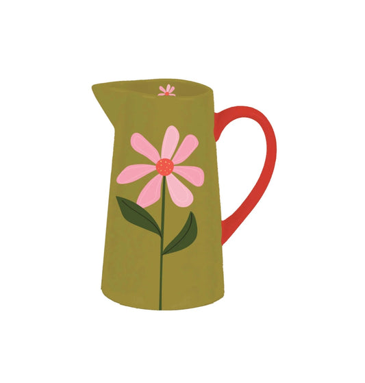 Belly Button Olive Ceramic Jug