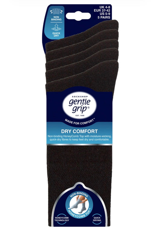 Sockshop Gentle Grip Women’s Dry Comfort Plain Socks 5-Pair