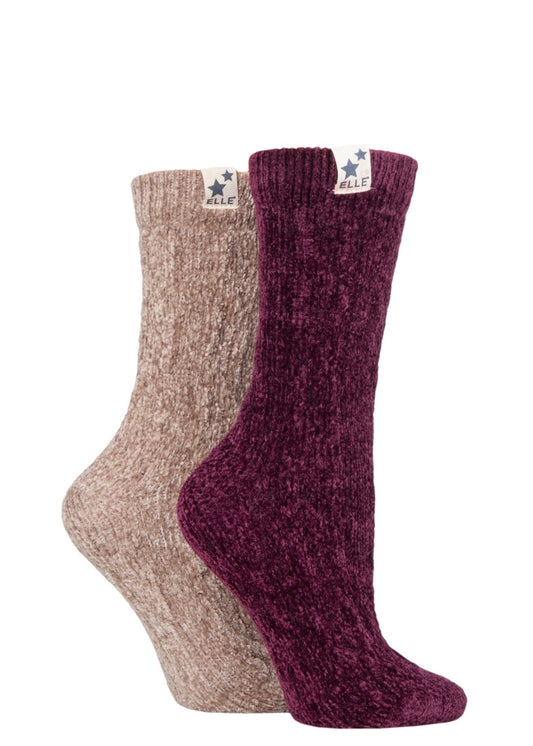 Elle Chenille Cable Knit Boot Socks 2 Pair