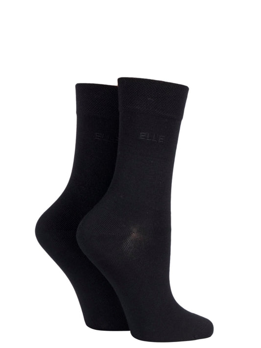 Elle Bamboo Socks 2 Pair Black