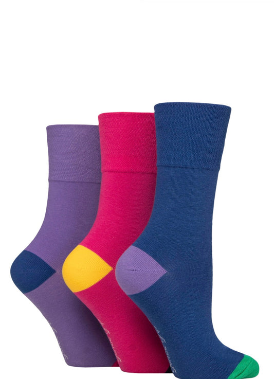 Sockshop Gentle Grip Colour burst Cotton Socks 3 Pair