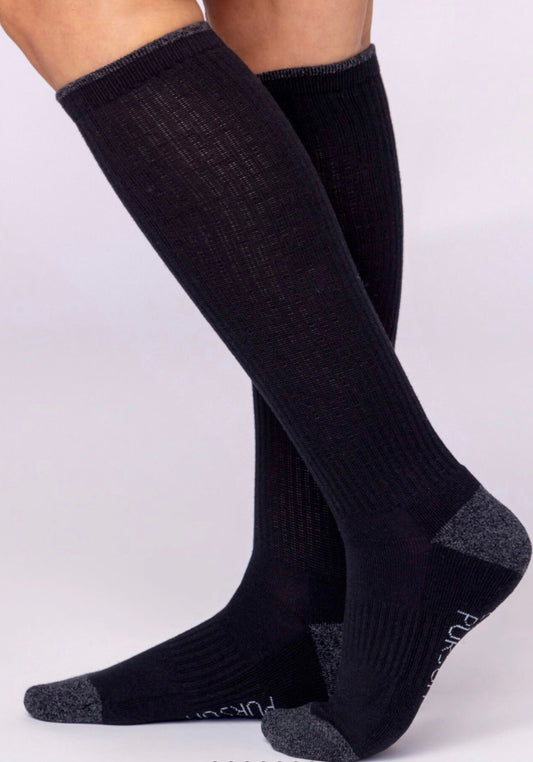 Country Pursuit Women’s Water Repellent Cotton Long Boot Socks 1 Pair Black