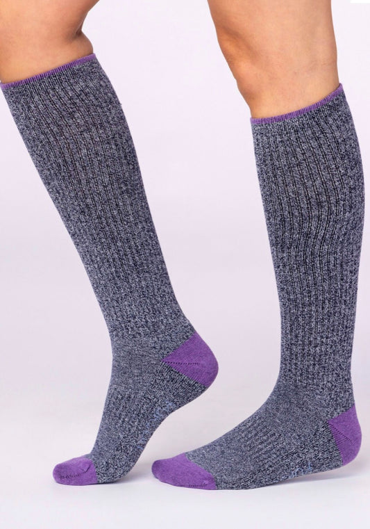 Country Pursuit Women’s Water Repellent Cotton Long Boot Socks 1 Pair Navy/Purple
