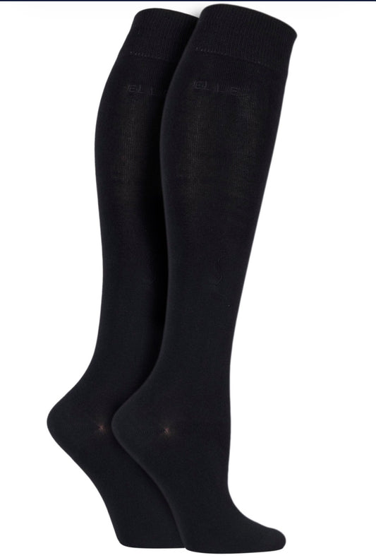 Elle Women’s Bamboo Knee High Socks 2-Pair Black