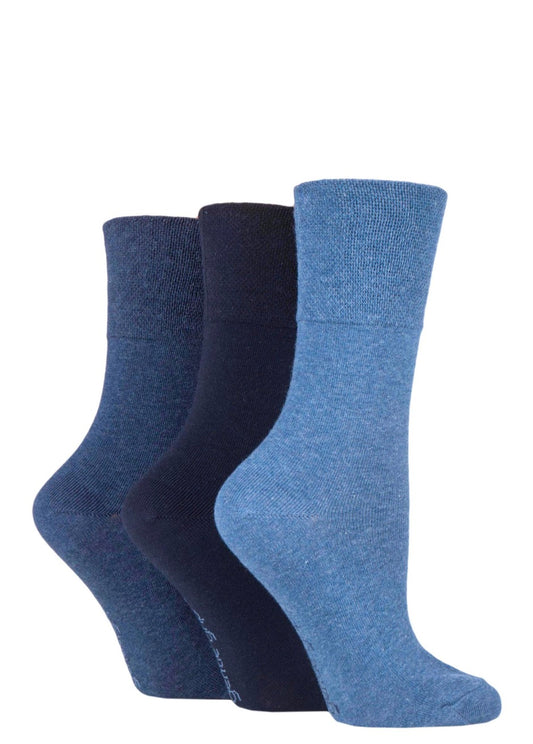 Sockshop Gentle Grip Kids Plain Cotton Socks 3-Pair Navy