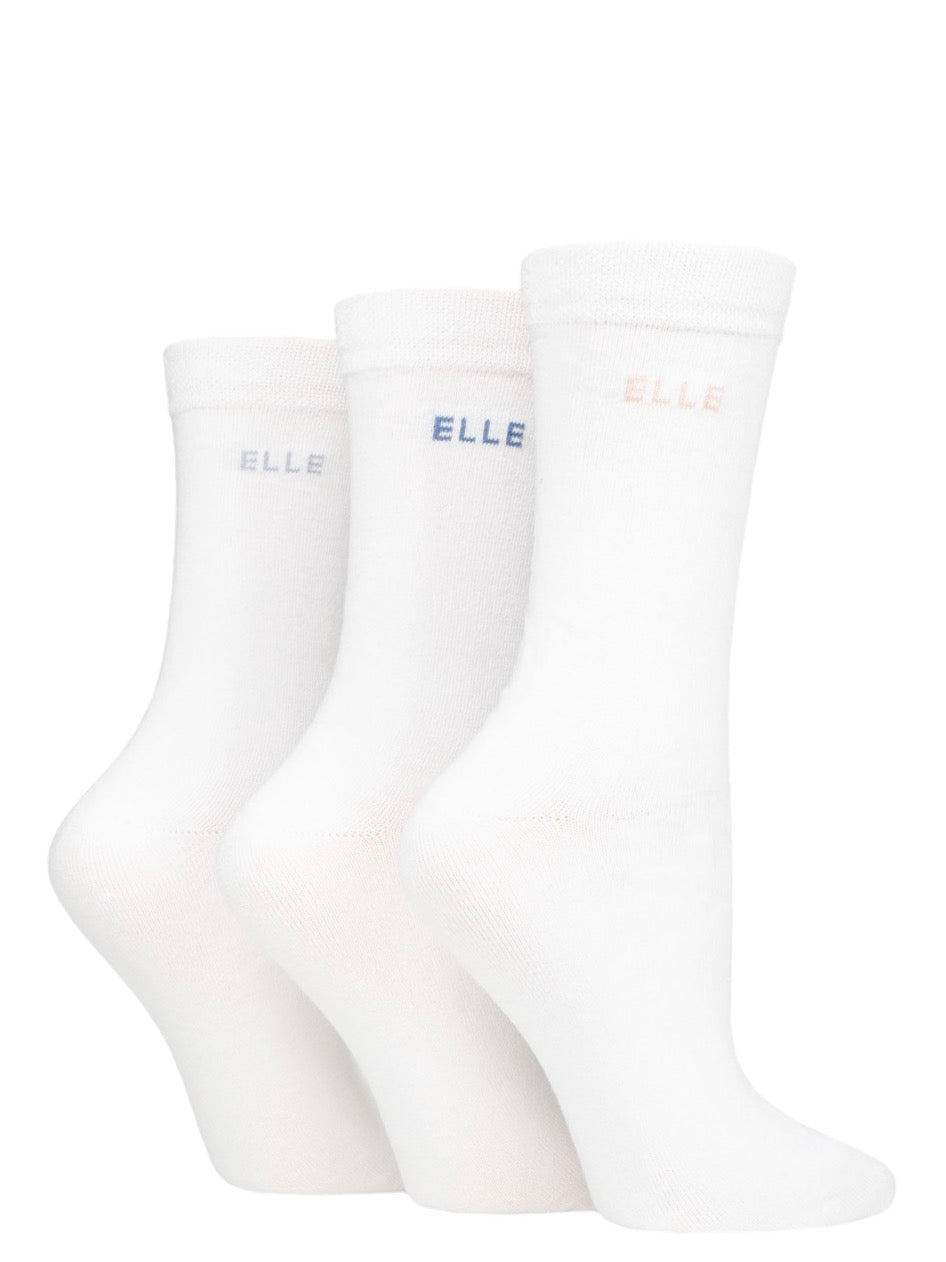 Elle Women’s Cotton Socks With Smooth Toes 3 Pair