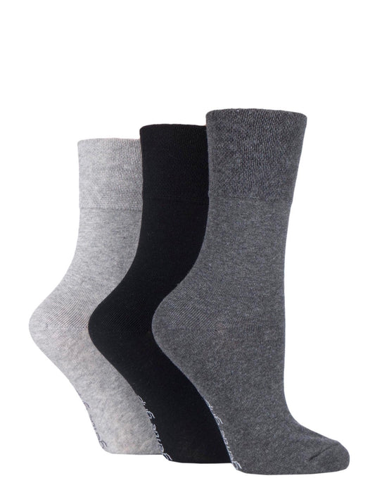 Sockshop Gentle Grip Kids Plain Cotton Socks 3-Pair Grey