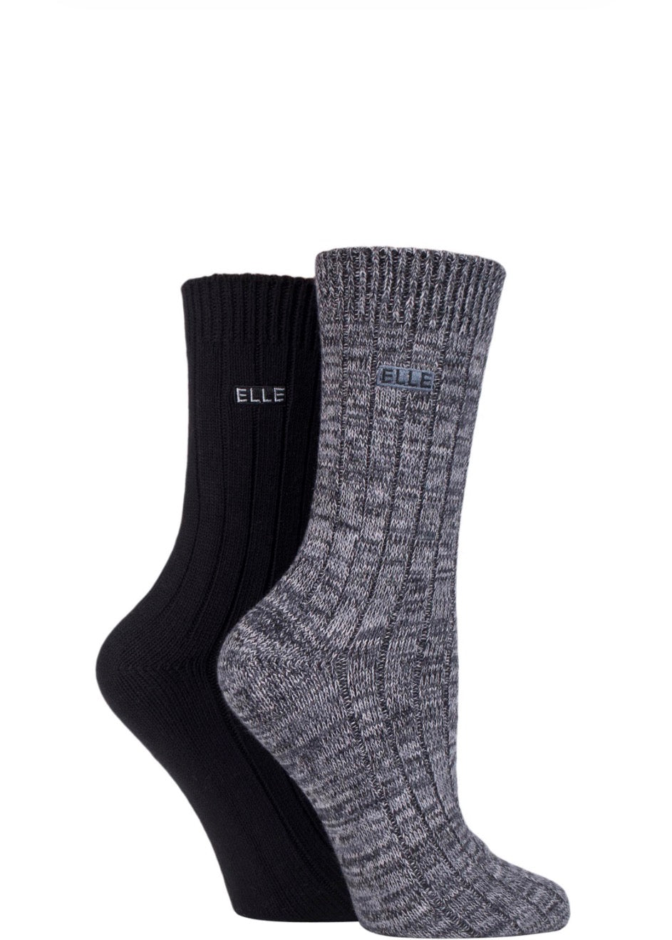 Elle Women’s Cotton Chunky Ribbed Boot Socks 2-Pair