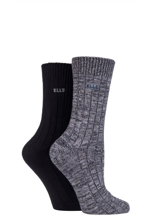 Elle Women’s Cotton Chunky Ribbed Boot Socks 2-Pair