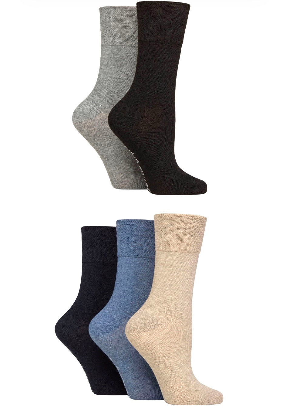 Sockshop Gentle Grip Women’s Dry Comfort Plain Socks 5-Pair