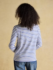Joules Harbour Blue/Cream Boat Neck Long Sleeve Breton Stripe Top