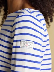 Joules Harbour Blue/Cream Boat Neck Long Sleeve Breton Stripe Top