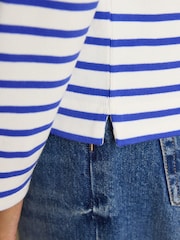 Joules Harbour Blue/Cream Boat Neck Long Sleeve Breton Stripe Top