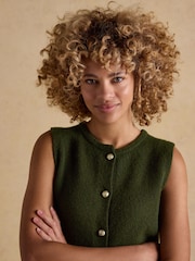 Joules Holly Khaki Green Button Through Knitted Vest