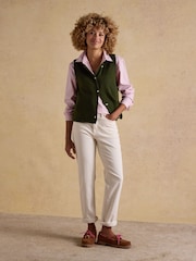 Joules Holly Khaki Green Button Through Knitted Vest
