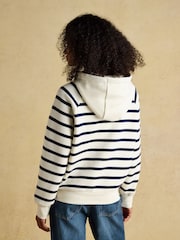 Joules Milbourne Cream & Navy Striped Cotton Blend Hoody