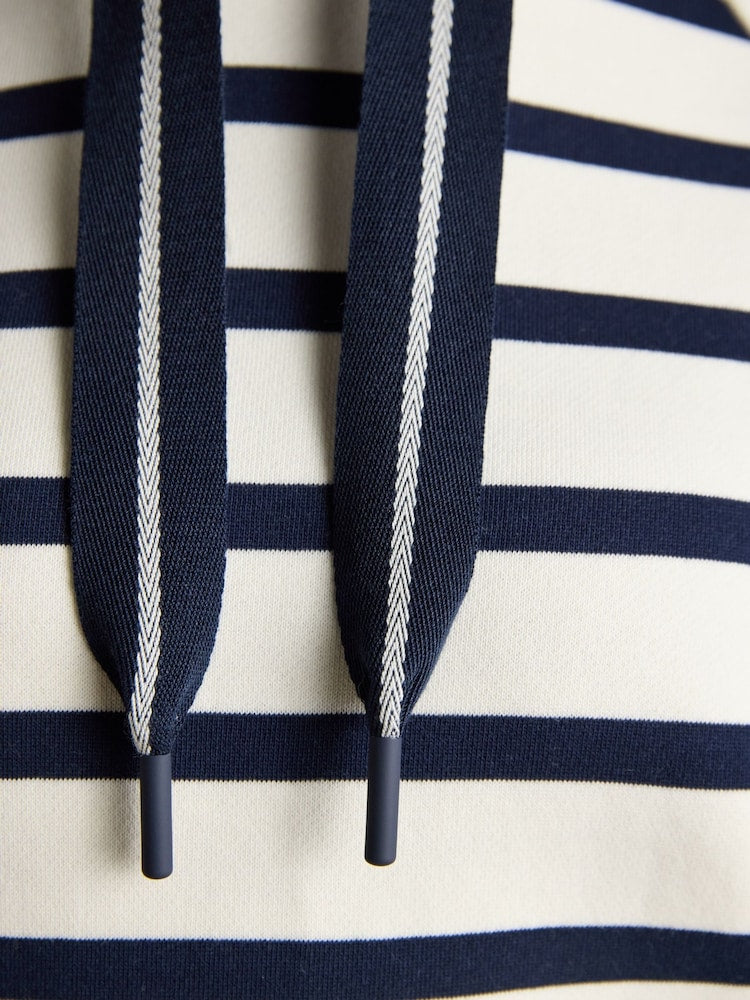 Joules Milbourne Cream & Navy Striped Cotton Blend Hoody