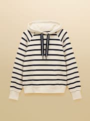 Joules Milbourne Cream & Navy Striped Cotton Blend Hoody