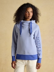 Joules Rushton Blue Striped Cotton Cowl Neck Hoodie