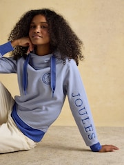 Joules Rushton Blue Striped Cotton Cowl Neck Hoodie