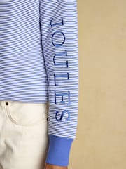 Joules Rushton Blue Striped Cotton Cowl Neck Hoodie