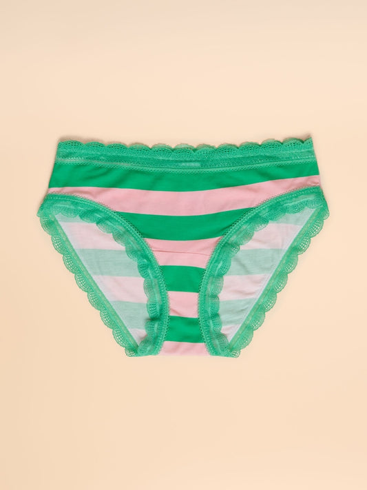Joules Green & Pink Striped Knickers