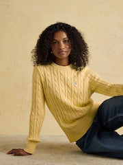 Joules Classic Yellow Cable Knit Jumper