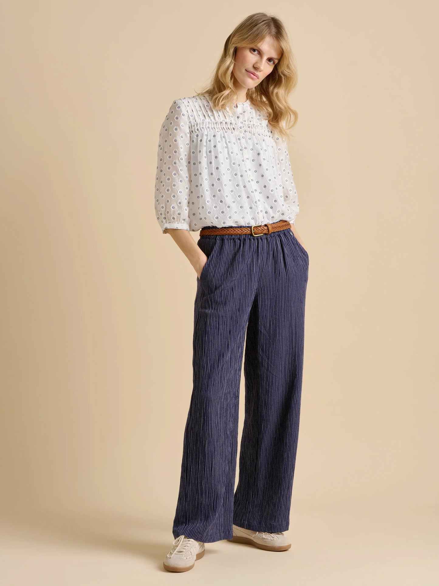 Wide Leg Stripe Trouser