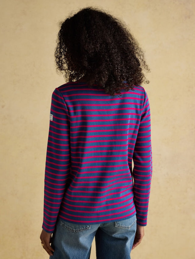 Joules Harbour Red & Blue Stripe Boat Neck 100% Cotton Breton Top