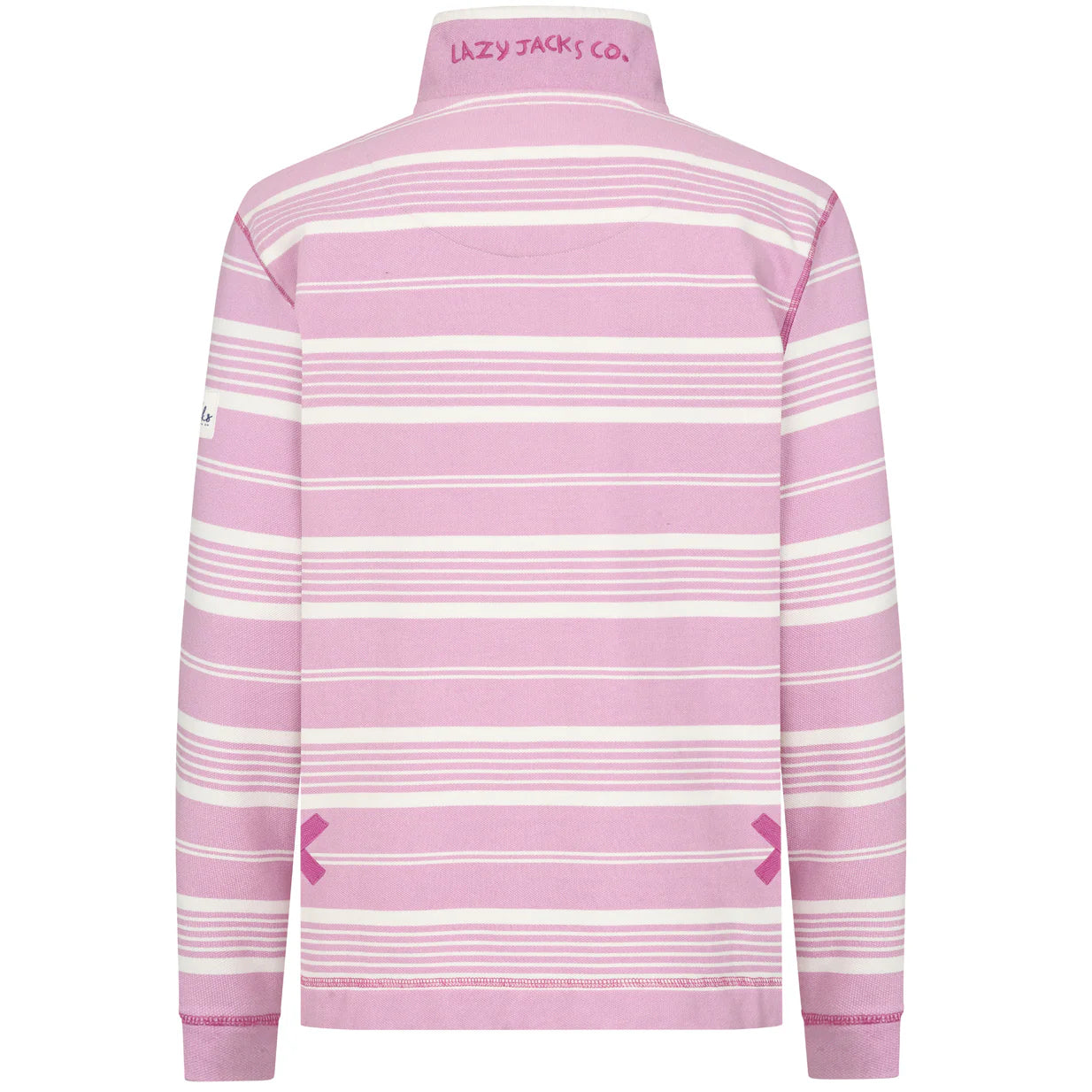 Pique 1/4 Zip Stripe Sweatshirt - Pink