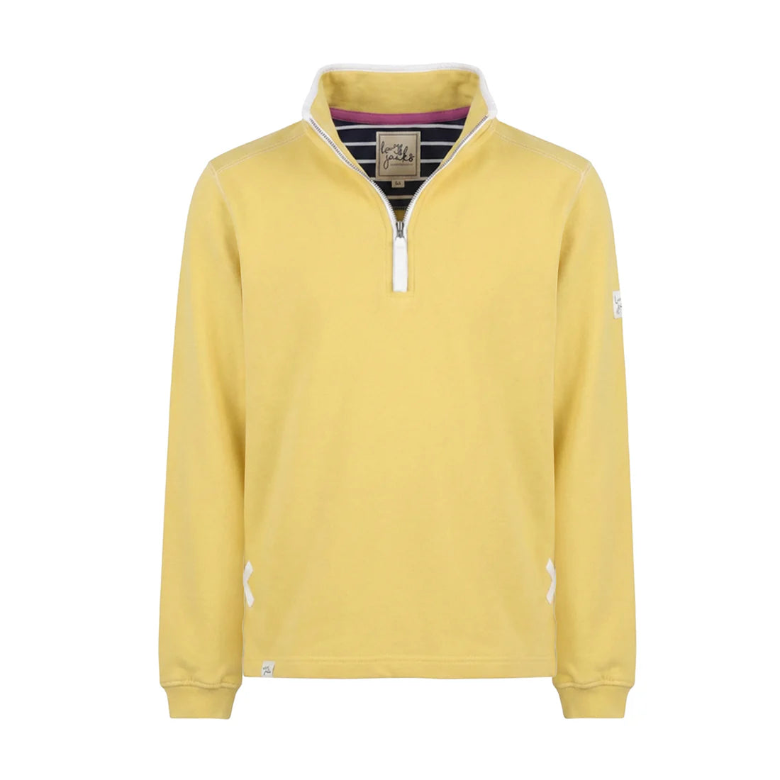 Lazy Jacks Supersoft 1/4 Zip Sweatshirt - Lemon With White Trim