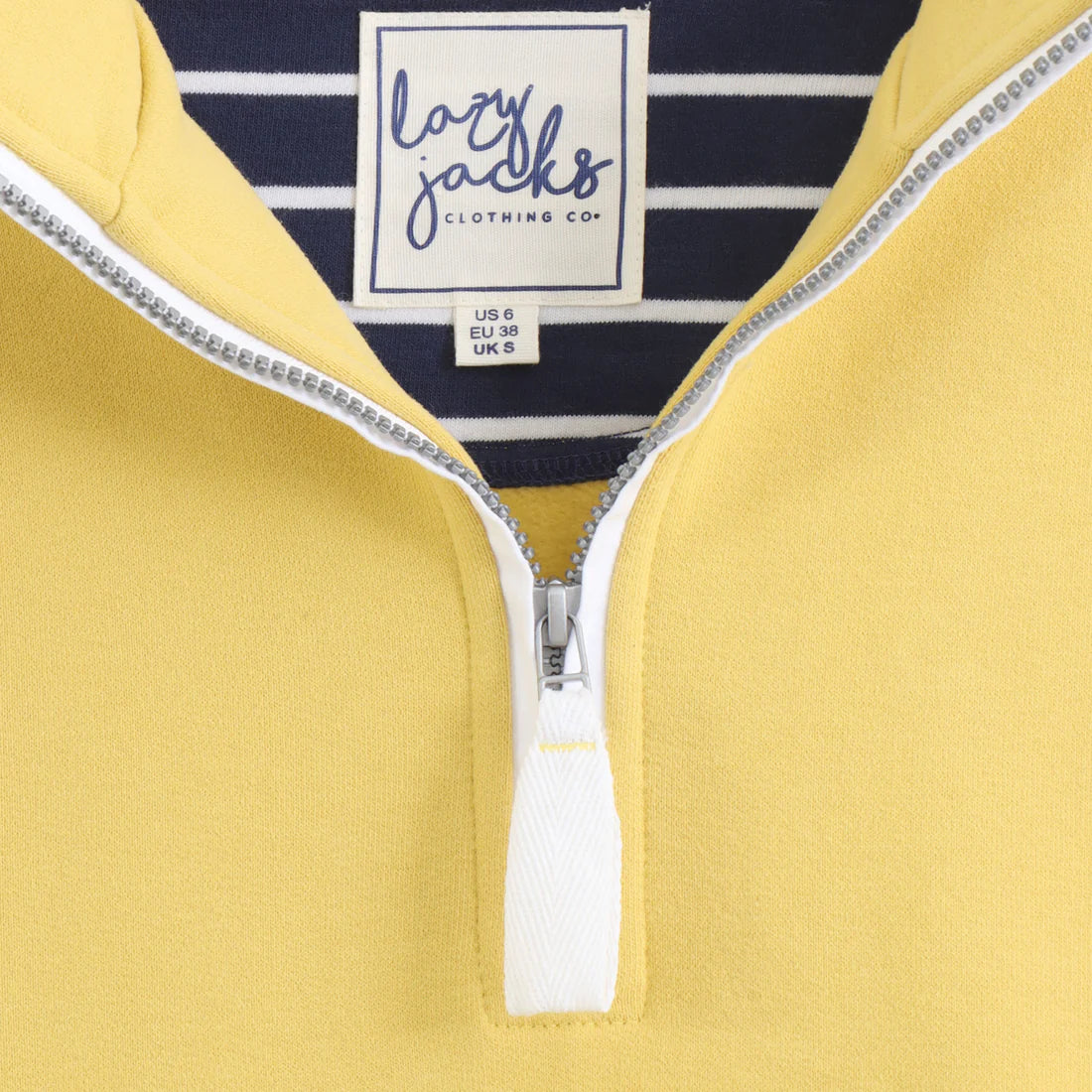 Lazy Jacks Supersoft 1/4 Zip Sweatshirt - Lemon With White Trim