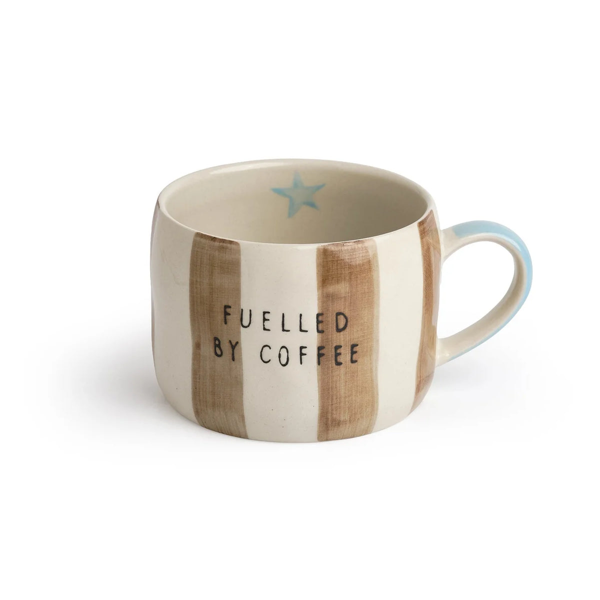 Belly Button Hand Painted Stoneware Striped Mug - Fuelled By Coffee
