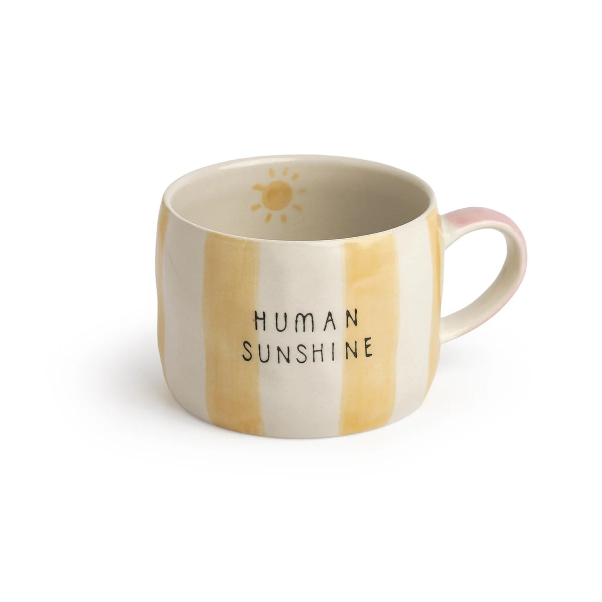 Belly Button Hand Painted Stoneware Striped Mug - Human Sunshine