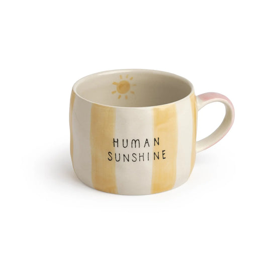 Belly Button Hand Painted Stoneware Striped Mug - Human Sunshine