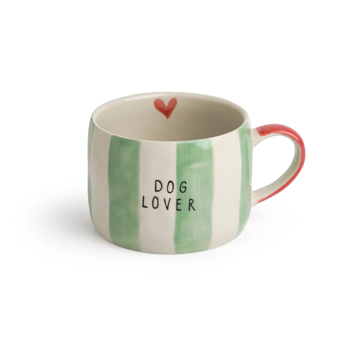 Belly Button Hand Painted Stoneware Striped Mug - Dog Lover