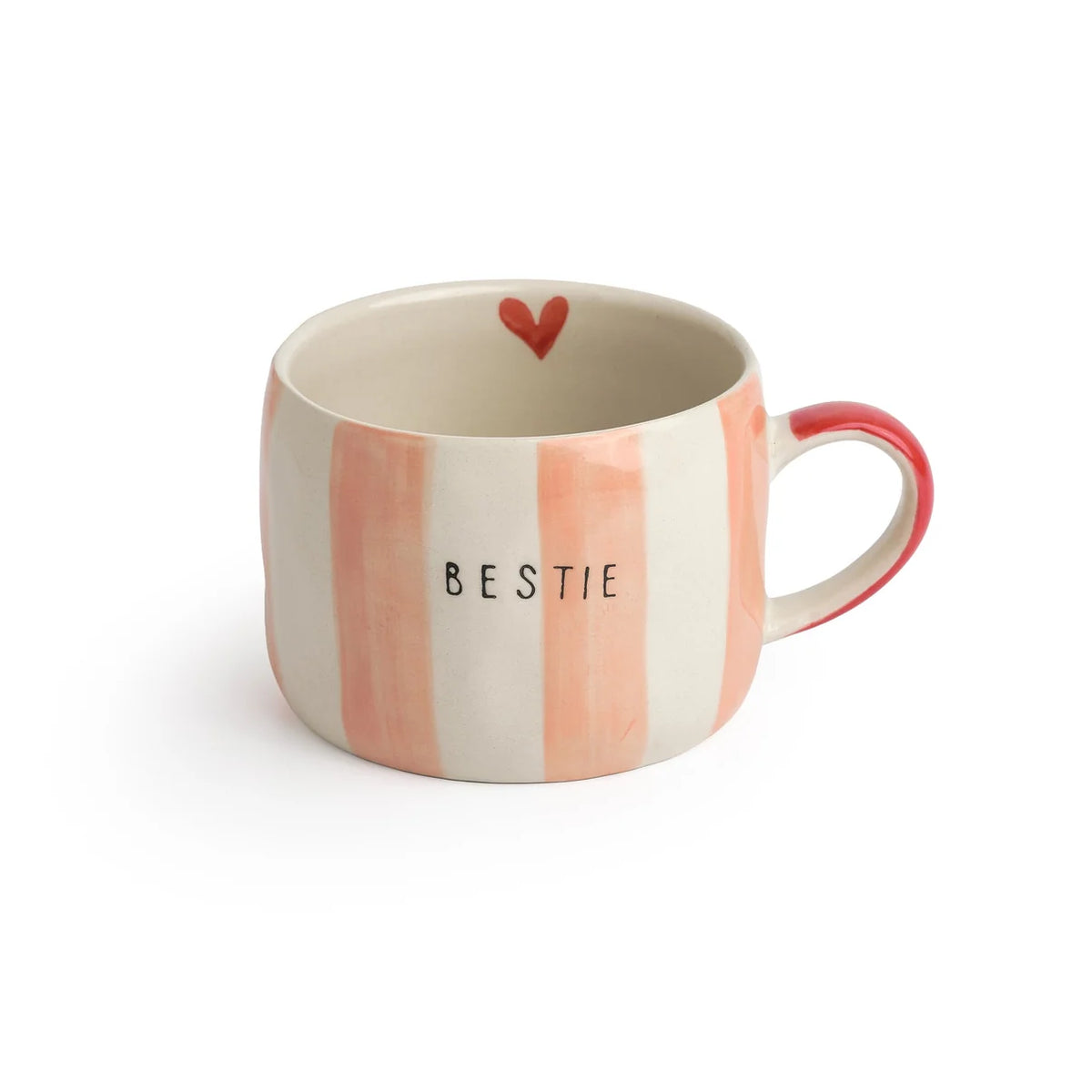 Belly Button Hand Painted Stoneware Striped Mug - Bestie