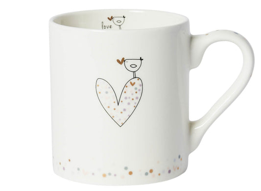 Confetti Heart & Bird Fine Bone China Mug